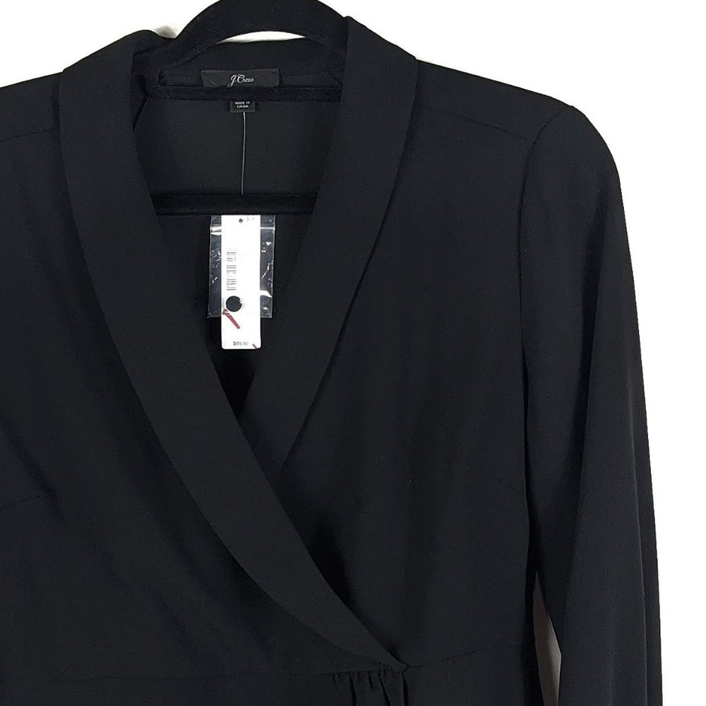 NWT J. Crew Black Long Sleeve Faux Wrap Top_5